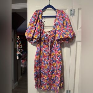 For Love & Lemons Sasha Mini Dress Blue Dizzy Floral